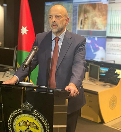 Prime Minister Omar Razzaz announces new preventative measures against the novel coronavirus in a statement to the press on Saturday (Photo courtesy of Prime Ministry)